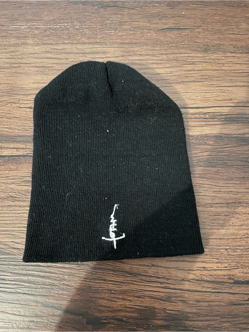 Black Knit Beanie with Contrast Script Logo - Men